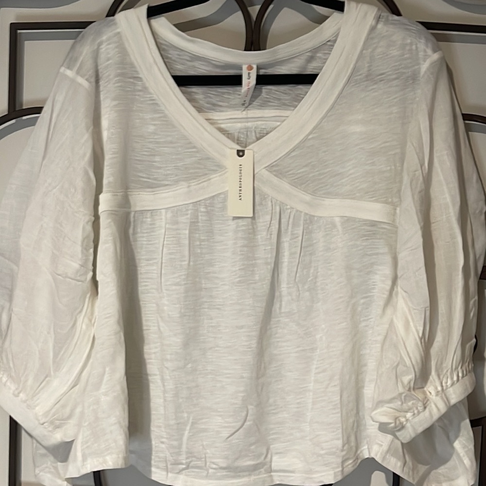 NWT ANTHROPOLOGIE DAILY PRACTICE BLOUSE IVORY SIZE MEDIUM